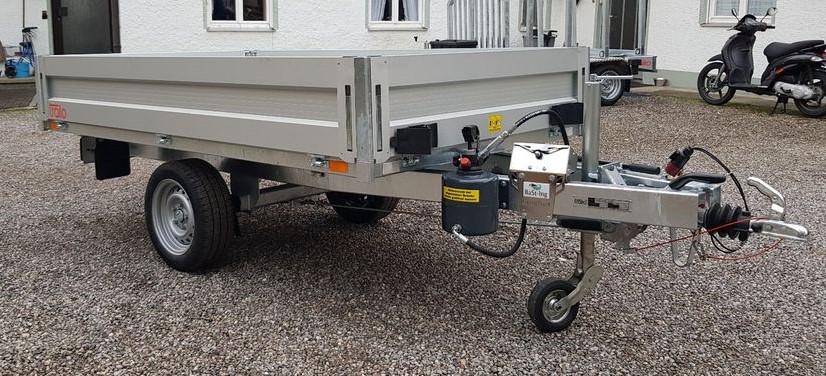 PKW Anhänger Heckkipper RWK2515-13H, 1350kg, Ladefläche 2,54 x 1,47 m - Akkuschrauberhyraulik + Handhydraulik