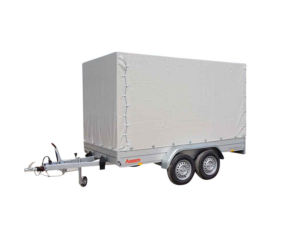 Anssems PKW Anhänger Tieflader Alu GTT 2000 kg, Ladefläche 3,01 x 1,51 m - mit Planenaufbau 1,80 m grau